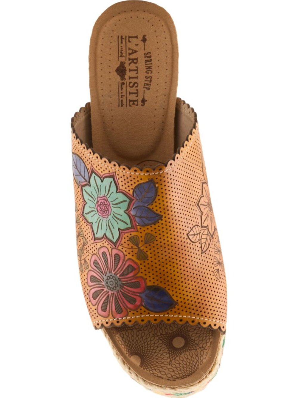 LArtiste By Spring Step Floral Embossed Sandals Espadrille Wedge Heel Size 38 - Picture 8 of 11